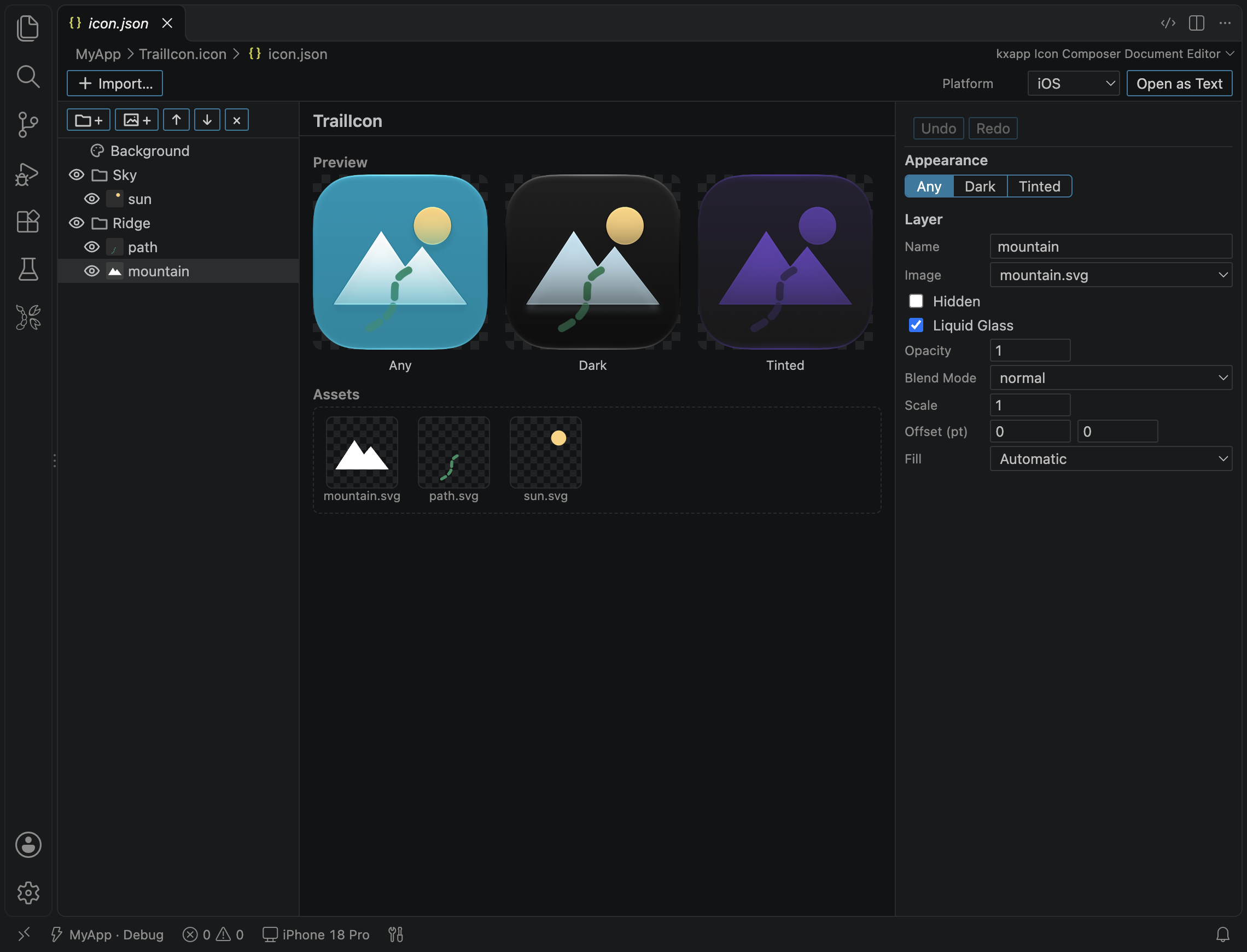 Icon document editor